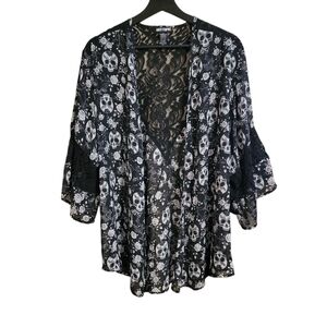 Hot Topic Sugar Skull Rose Kimono Top